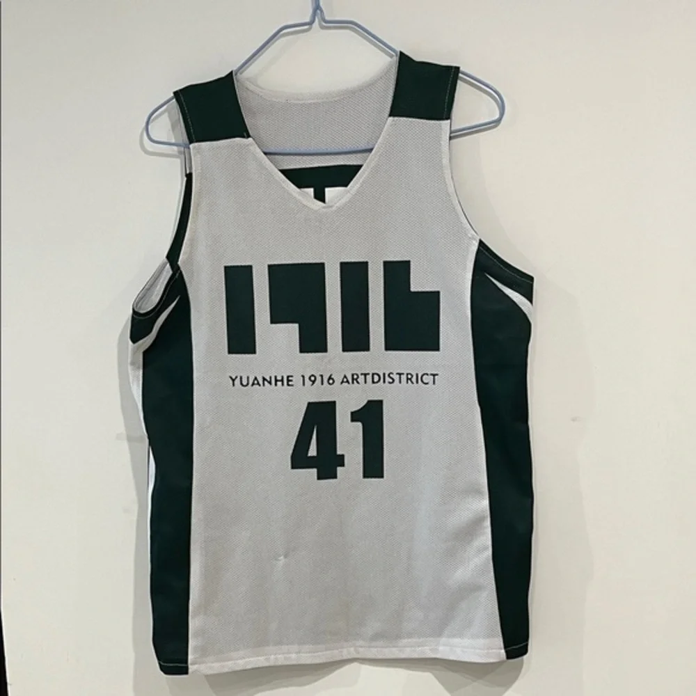 YUANHE 1916 ArtDistrict Kids Basketball Jersey - White/Black, #41